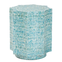 Baxton Studio Olesia Modern Bohemian Blue Mother of Pearl End Table